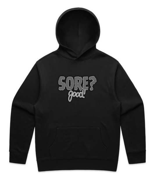 "SORE? Good - Unisex Pumpcover Hoodie – Built by Pain, Powered by Delusion