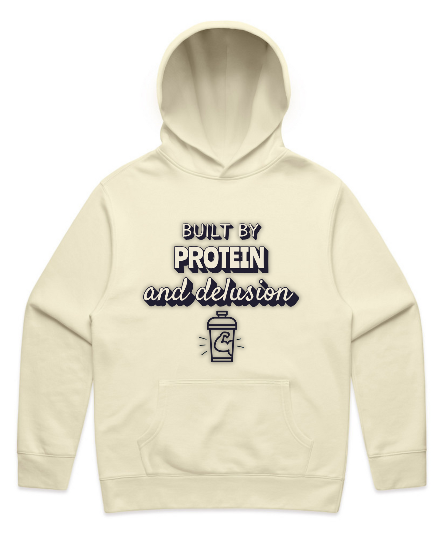 ”BUILT BY PROTEIN & DELUSION” - Unisex Oversized Pumpcover Hoodie