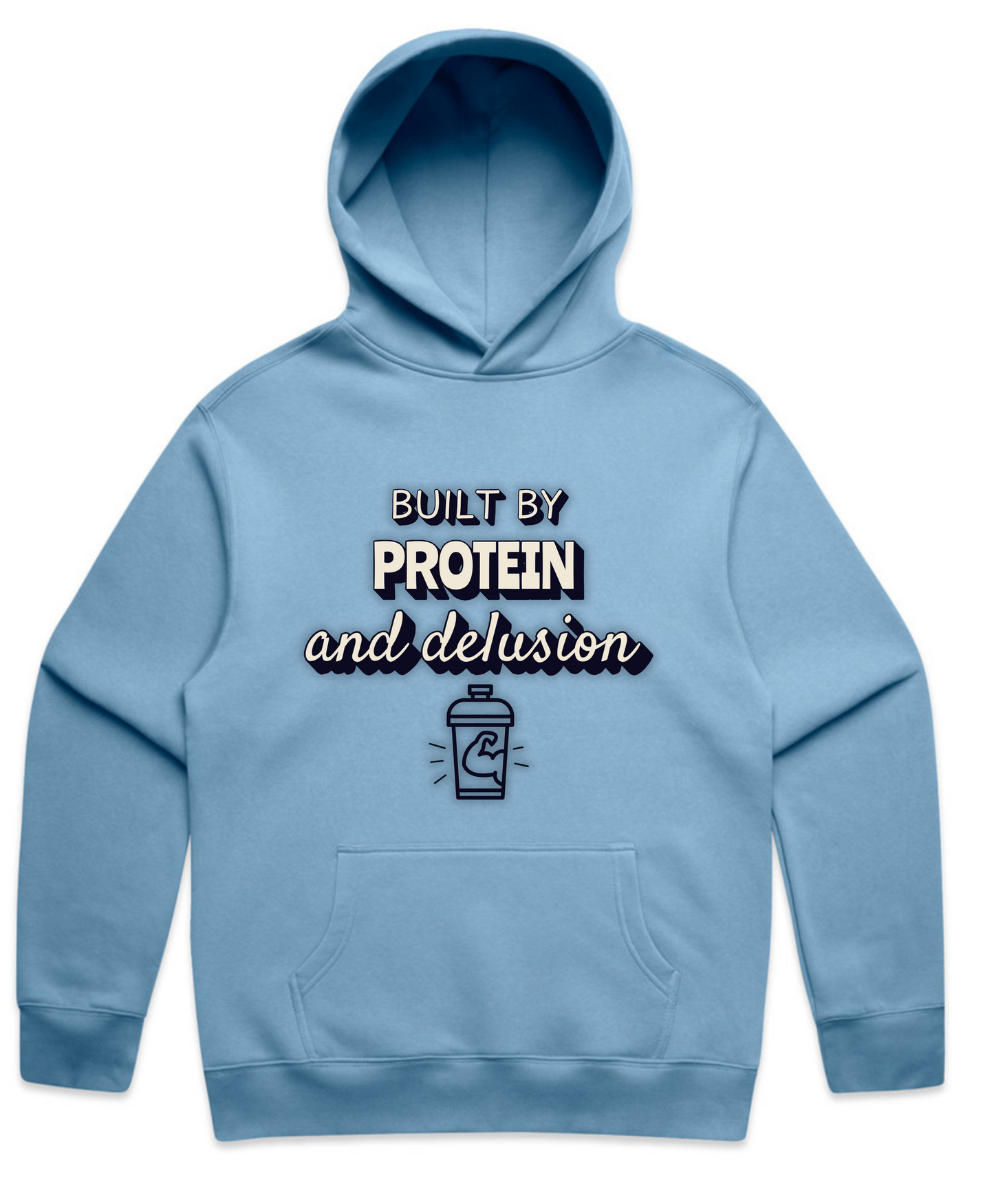 ”BUILT BY PROTEIN & DELUSION” - Unisex Oversized Pumpcover Hoodie