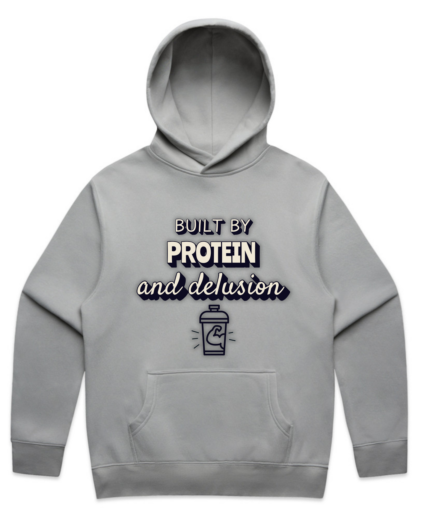 ”BUILT BY PROTEIN & DELUSION” - Unisex Oversized Pumpcover Hoodie